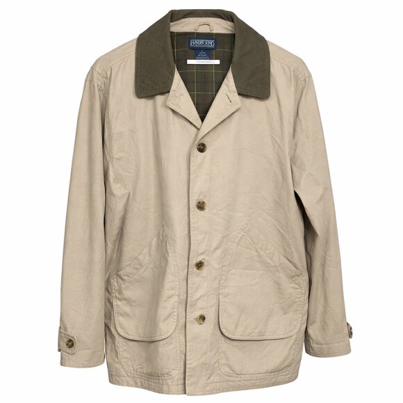Lands' End Other - Lands’ End Tan Field Jacket Coat Corduroy Collar Plaid Lined Men’s XL 46–48